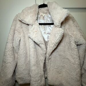Women's Cream Faux Fur Jacket